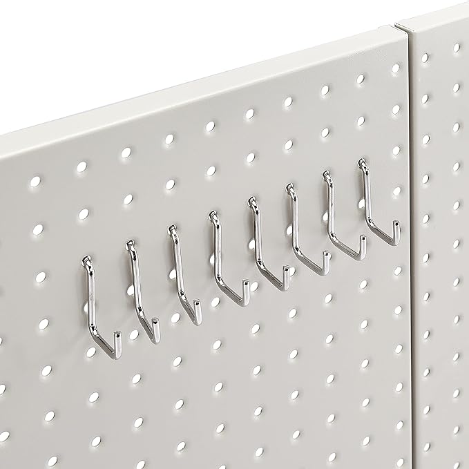 Amazon Basics Rectangular Metal Pegboard Wall Organizer, Tool Storage Organization System, Rust and Scratch Resistant, 48-Piece Kit, Gray