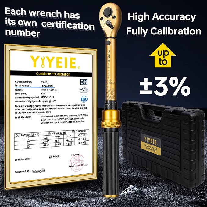 3/8-Inch Drive Torque Wrench Set, 10-45 FT.LB (13.6-61Nm), Magnetic Spark Plug Socket Set, 12-Point Sockets 14mm & 16mm, Spark Plug Gap Tool, ±3% Accuracy, 72-Tooth Torque Wrench for Motor, Car Repair