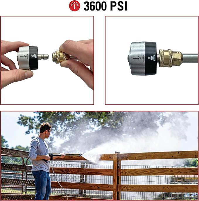 Simpson Universal 5-in-1 Pressure Washer Nozzle, 3600 PSI Quick Connect Gas & Electric Power Washer Nozzle, 5 Spray Patterns with Soap Setting, Cold-Water, Fits Most Spray Wands (80142)
