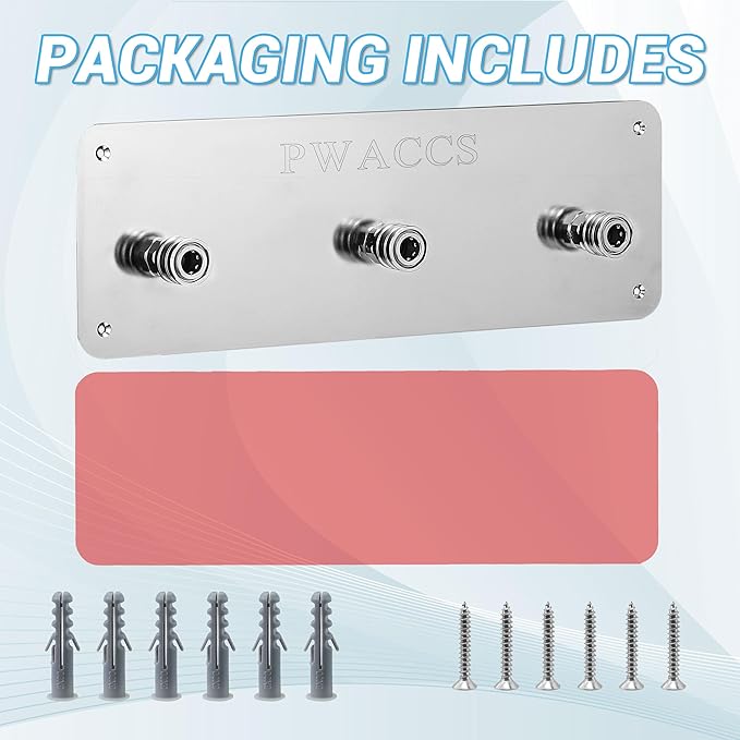 PWACCS Foam Cannon Holder - Pressure Washer Nozzle Tip Holder, Wall Mountable Foam Cannon Holder Pressure Washer Accessories Storage Rack - Stainless Steel Construction Fit 1/4" Quick Connector