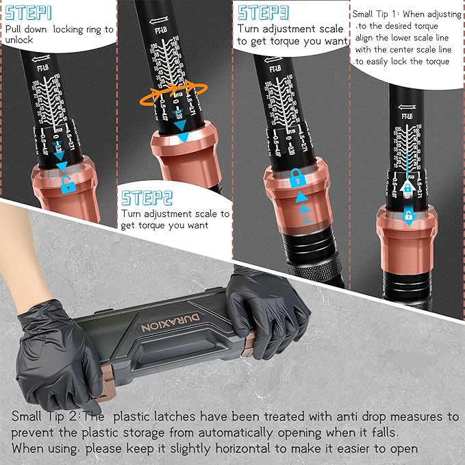 Torque Wrench 3/8” Dual Range Scales 10-110 Ft-Lb/13.56-149.14Nm, ±3% Precision, 72 tooth Dual-direction Torque Wrenchs for Bike, Motorcycle and Car Repair