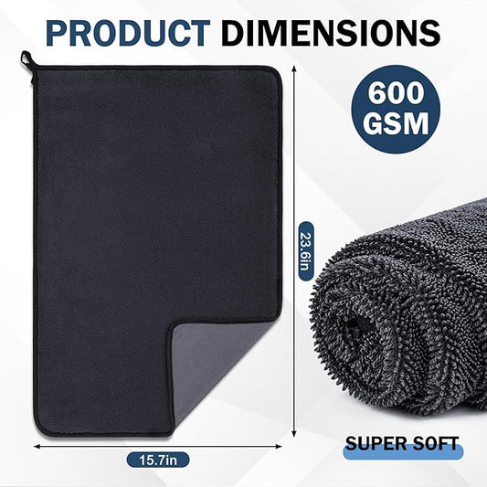 Navona 5 Pack Microfiber Car Drying Towels – Ultra Absorbent, Lint-Free Multi-Purpose Cloths for Car Wash, Bathroom Body Drying, Kitchen Cleaning & Sports Sweat Wiping