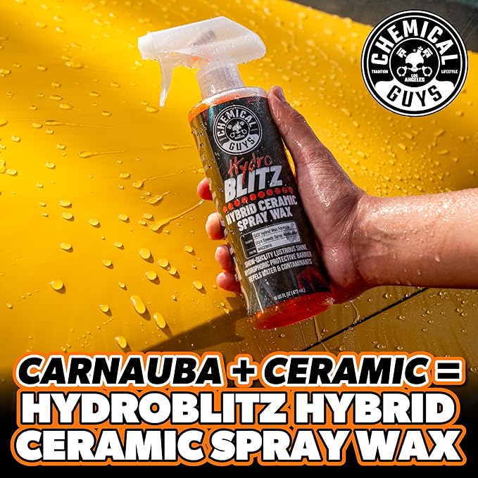Chemical Guys HydroBlitz Ceramic Spray Wax with Carnauba - Hybrid Car Wax Spray Formula for Cars, Trucks, SUVs and RVs, Boosts Gloss, Protection & Water Beading on Paint, Glass and Wheels, 16 fl oz