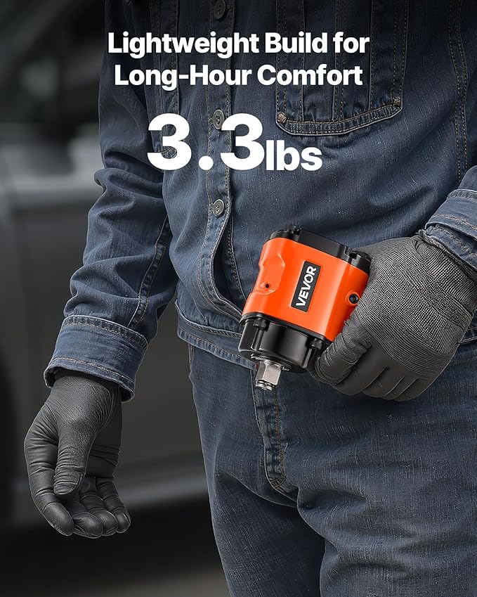 VEVOR 1/2-Inch Air Impact Wrench, Up to 738 ft-lbs Nut-busting Torque, Stubby Size & Lightweight Pneumatic Impact Gun for Auto Repairs and Maintenance