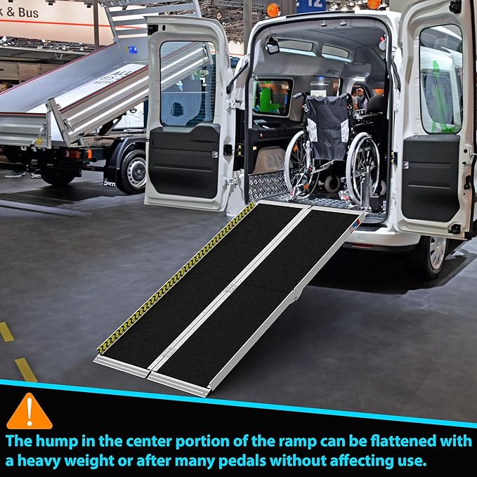 WHALEMOTOR Portable Wheelchair Ramp 7FT, Anti-Slip Aluminum Folding Portable Ramp, Wheelchair Ramps for Home, Weight Capacity Up to 800 LBS, with Transition Plates Above and Below, Loading Dock Plates