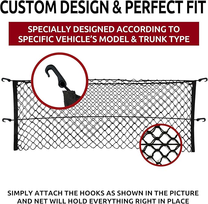 Envelope Style Trunk Mesh Cargo Net for Chevy Equinox Accessories 2010-2025 - Premium Trunk Organizers and Storage - Cargo Net for Pickup Truck Bed