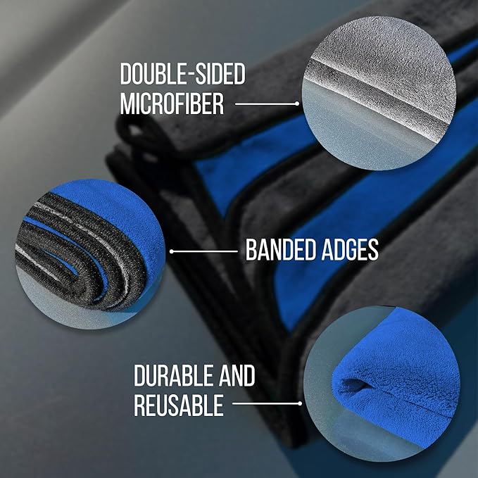 Extra Large Car Drying Towel - 800 GSM Premium Microfiber Drying Towels for Cars - Car Drying Towels Extra Large Super Absorbent, Professional XL Car Towel for Any Vehicle - 40x24, Blue