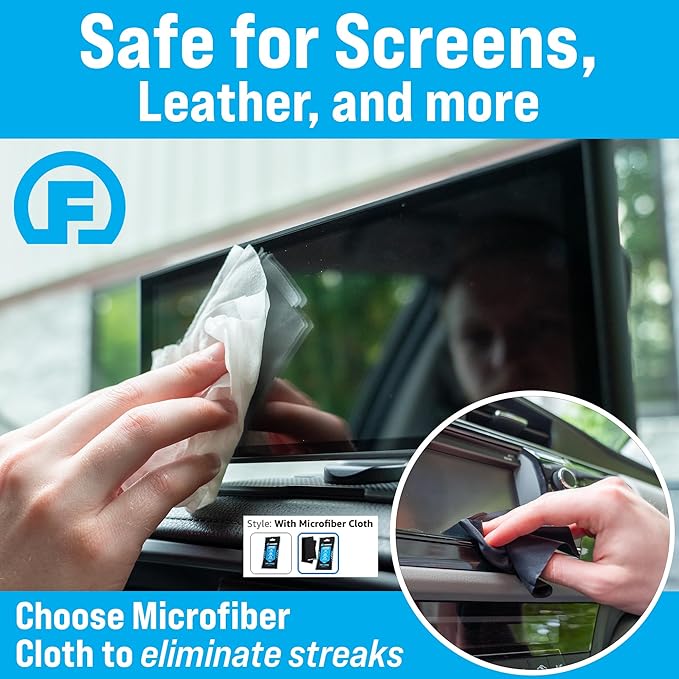 Fortress Car Interior Wipes with Microfiber Cloth (25 ct, Pack of 10) for Car Interior Cleaning, Dashboard, Seats, Detailing, and Steering Wheel [Travel Size] Skin-Safe Car Interior Cleaner Supplies