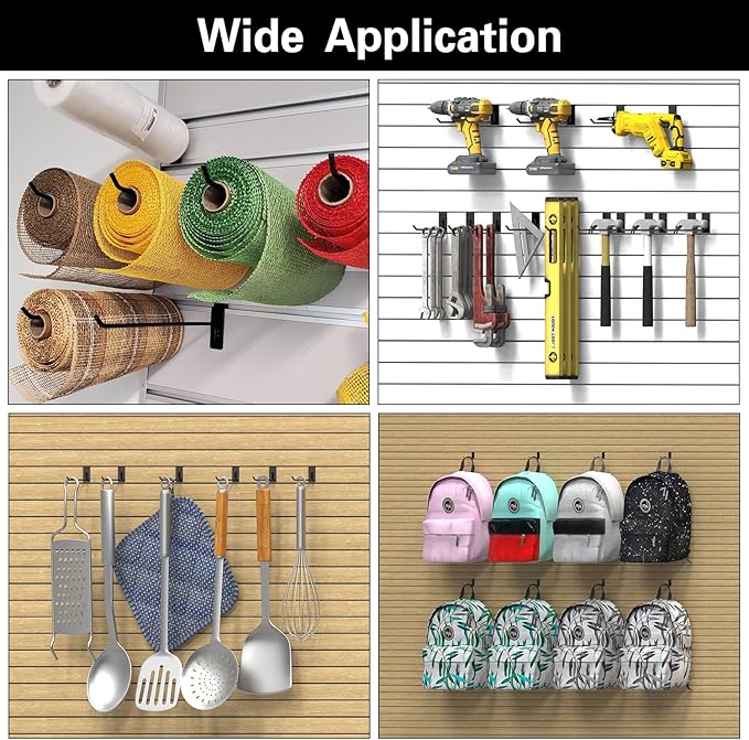 3-H Slatwall Hooks 30PC,3/5/7 Inch,Extra Large Thick Backplate (3.35×1.38 x 0.08 Steel),Heavy Duty Smooth Glide,Compatible with Proslat,Crownwall &Standard Slatwall Panels for Garage,Retail Display