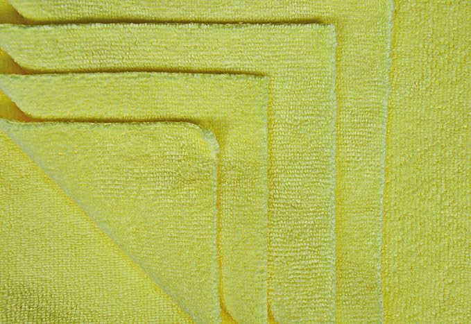 Detailer's Preference Edgeless 300 GSM Microfiber Car Detailing Towels, Cleaning Cloths, Washing, Drying, Polishing, Lint-Free, Streak-Free, Scratch-Free, Machine Washable, 12x12 in, 50-Pack, Yellow