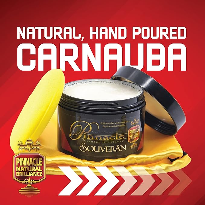 Pinnacle Natural Brilliance Souveran Wax | Hand-Poured Carnauba Wax for Rich 3D Shine & Stunning Gloss | Premium Protection | 8 oz | PIN-312-1