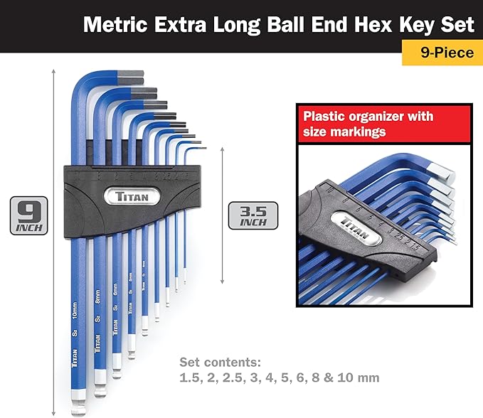 Titan 12763 35-Piece Star, Metric, and SAE Hex Key Set