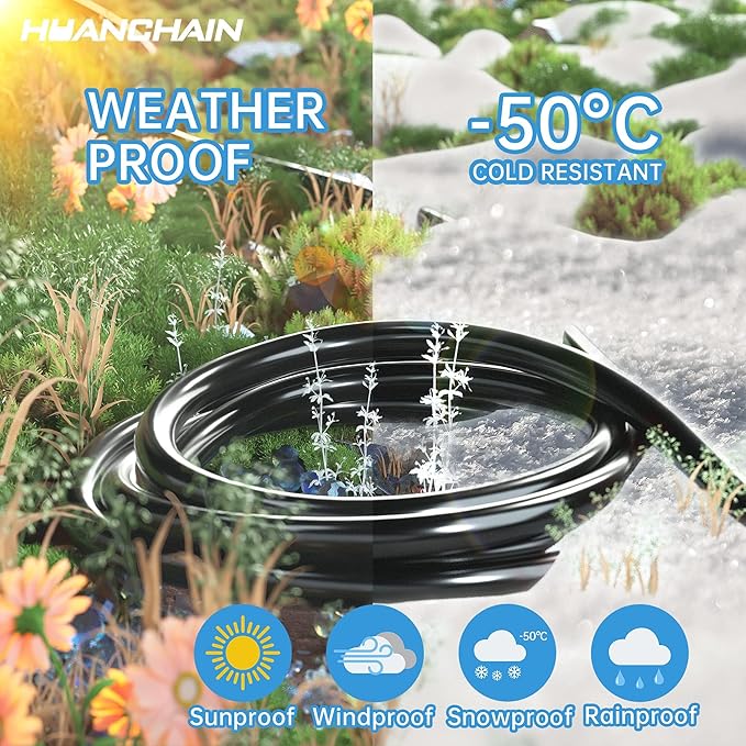 HUANCHAIN Indoor Outdoor Black Extension Cord, 50 ft 16/3 Gauge 2 Pack, Flame Retardant, Flexible 3 Prong Electric Cord, 13A 1625W 16AWG SJTW, Outdoor Waterproof Cord, ETL