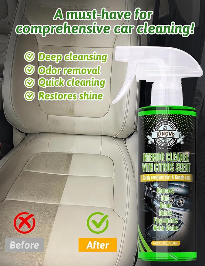 Kingvo Ceramic Coating Spray and Leather Seat Cleaner, Ceramic Car Wax for Couch Cleaning Spray Car Detailing Kit Washing Supplies