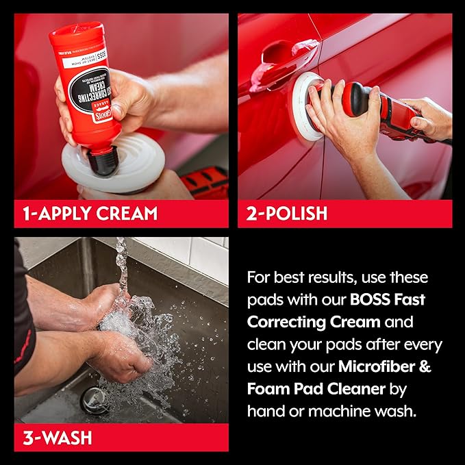 Griot's Garage BOSS 5.5" Fast Correcting Foam Pads for Car Polishing and Detailing, Buffing Pads for Moderate to Severe Scratch Removal, Set of 2