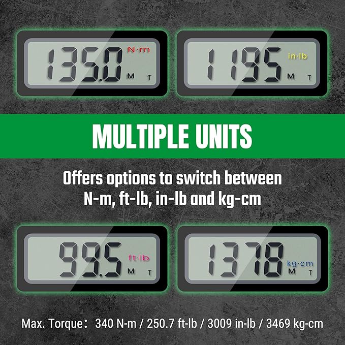SK 1/2" Drive Digital Torque Wrench, 17 to 340 N-M, LED Display, Four Units of Measure & Flash Notification