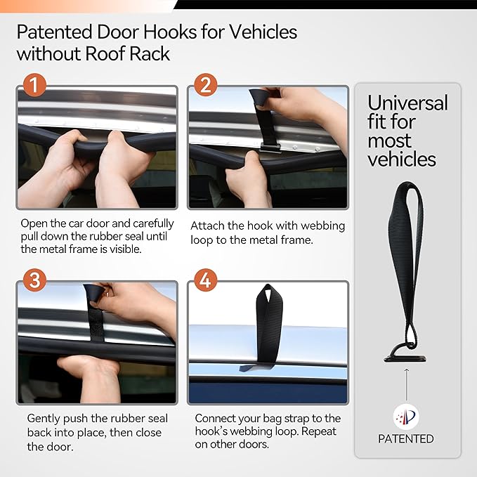 MARCHWAY Waterproof Car Roof Luggage Bag, Weatherproof Soft Shell Rooftop Cargo Carrier Bag for Vehicles with or Without Rack. 6 Door Hooks, Anti Slip Mat, Lock Included (15 Cubic Feet, Orange)