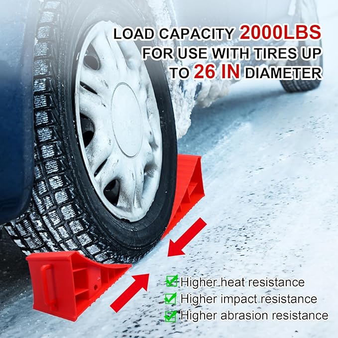 4Pack Wheel Chocks for RV Trailer Non Slip Heavy Duty Red Camper Wheel Chocks with Handle for Easy Removal Polypropylene Wheel Stoppers for Cars Campers Trucks Rvs