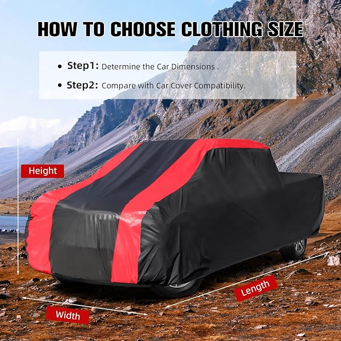 6-Layer Car Cover Waterproof All Weather for Automobiles,Universal Fit for Truck,Outdoor Full Cover Rain Sun UV Protection with Zipper Cotton,Fit Truck-Length (230" to 250")