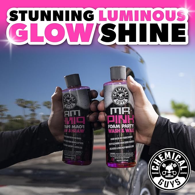 Chemical Guys CWS2211602 Mr. Pink Foam Party Wash & Wax (Works with Foam Cannons, or Bucket Washes) Safe for Cars, Trucks, SUVS, Motorcycles, RVs & More, (2-16 fl oz) Tangerine Scent