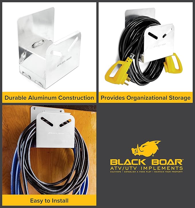 Black Boar Aluminum Holder for Enclosed Trailer/Garage | Securely Holds Cords or Hoses | Durable Construction | Easy to Install (66119)