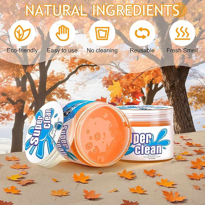 Car Cleaning Gel Car Cleaning Putty Car Putty Car Interior Cleaner Car Slime Car Detailing Kit Car Accessories Gifts for Men Women Stocking Stuffers Orange