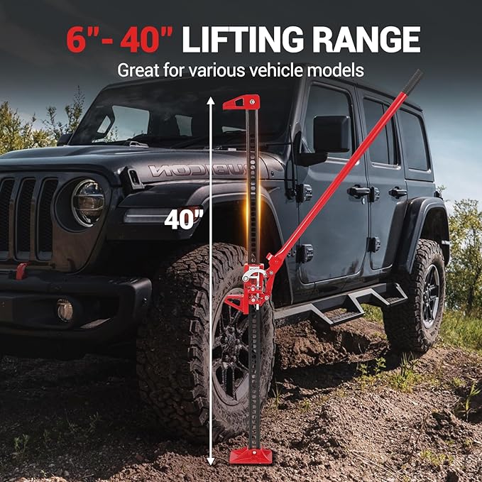 GarveeTech 3 T Farm Jack, 48 in Utility Farm Jack, 6600 LBS Capacity Ratcheting Off Road Utility Jack, Heavy-Duty Farm Jacks Foratv, Utv, SUV, Tractor, Truck, Universal Jacks