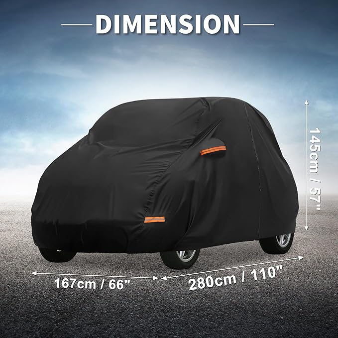 X AUTOHAUX Car Cover for Smart Fortwo 2007-2019 Aluminum Film Outdoor Waterproof Sun Rain Snow Hail Protection with Driver Door Zipper