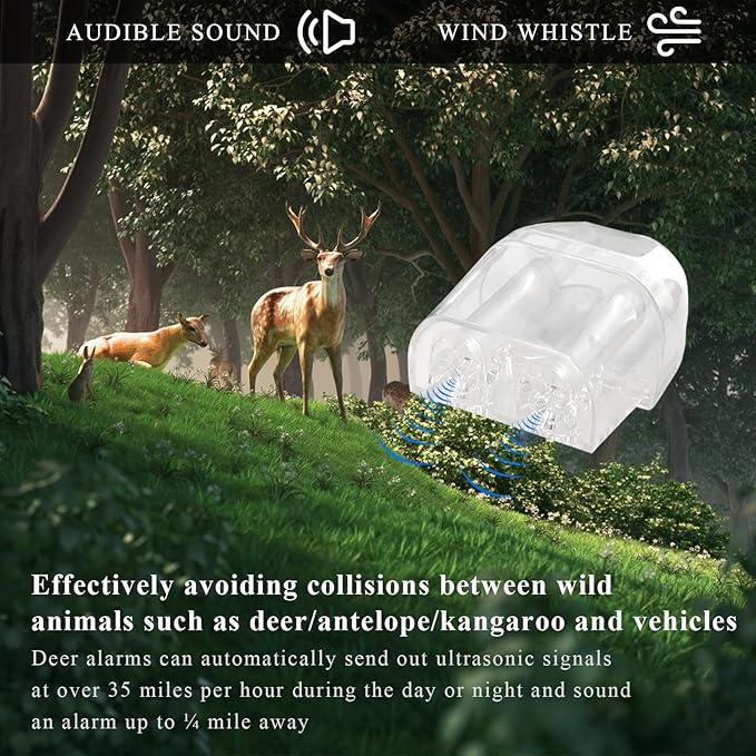Yourkar 4 PCS Deer Whistles, Deer Warning Devices with Waterproof Adhesive Tapes, Car Save Deer Whistles Avoids Collisions Suitable for Vehicles, Trucks, SUVs, Car Accessories (Transparent)