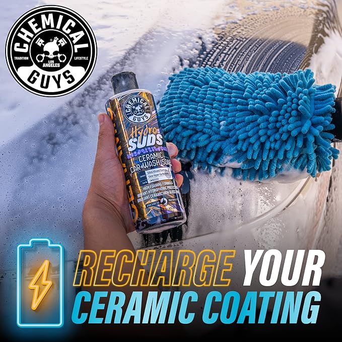 Chemical Guys HydroSuds Ceramic Shine High Foaming Car Wash Soap - Foam Cannon Soap, Works with Foam Guns or Bucket Washes Safe for Cars, Trucks, Motorcycles, RVs, & More, Berry Scent - 64 fl oz