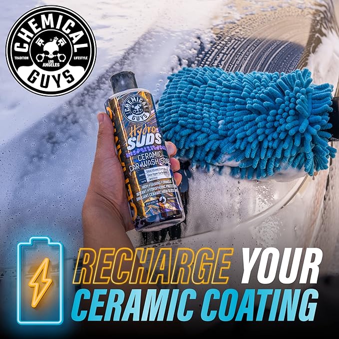 Chemical Guys HydroSuds Ceramic Car Wash Soap and HydroView Ceramic Glass Cleaner & Coating Bundle (2-16 oz Bottles)
