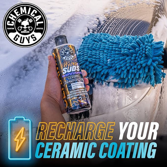 Chemical Guys HydroSuds Ceramic Car Wash Soap and HydroView Ceramic Glass Cleaner & Coating Bundle (2-16 oz Bottles)