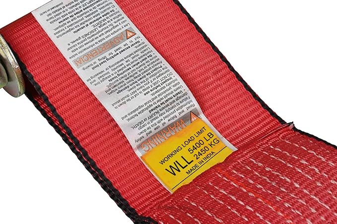 Mytee Products 4" x 30' Ratchet Straps w/Flat Hook, WLL 5,400 Trailer Tie Down Red (4 Pack)