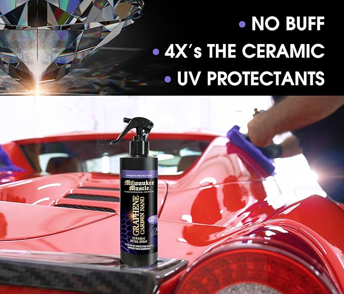 16oz Graphene Ceramic Coating Detail Spray Wax - The Best Protection Against Scratches, Swirls, Paint Chips, No Buff, 6 month Protection (16 Fl Oz)