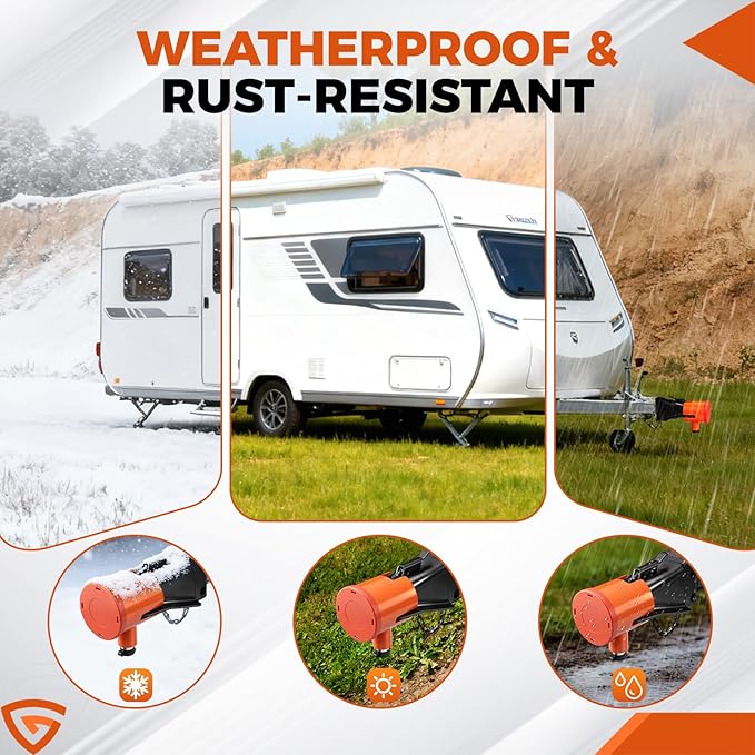 RV Trailer Hitch Lock, Solid Steel Anti-Theft Coupler Lock for 2" & 2-5/16" Towing Hitch, Hard-to-Pry Weatherproof High-Visibility Orange Security for Camper & Boat Trailers (Rust-Resistant