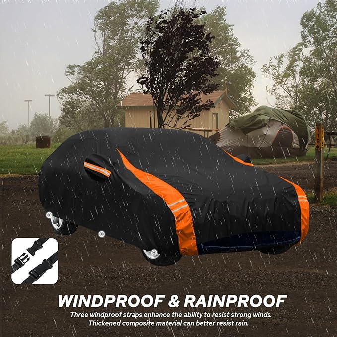 10-Layer for Model Y Car Cover Waterproof All Weather for Automobiles, Outdoor Full Cover Soft Cotton Lining Rain Snow UV Protection with Door Zipper, Fit for Model Y 2020-2025