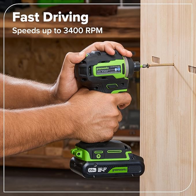 Greenworks 24V Brushless 10PC TOOL, Drill+Impact Driver+Circular Saw+Recip Saw+Jig Saw+Sander+Light+Multi-Tool+Nailer+Grinder (2) 4.0Ah+2.0Ah Batteries (24,000mAh PB) USB-C Charger, High Efficiency