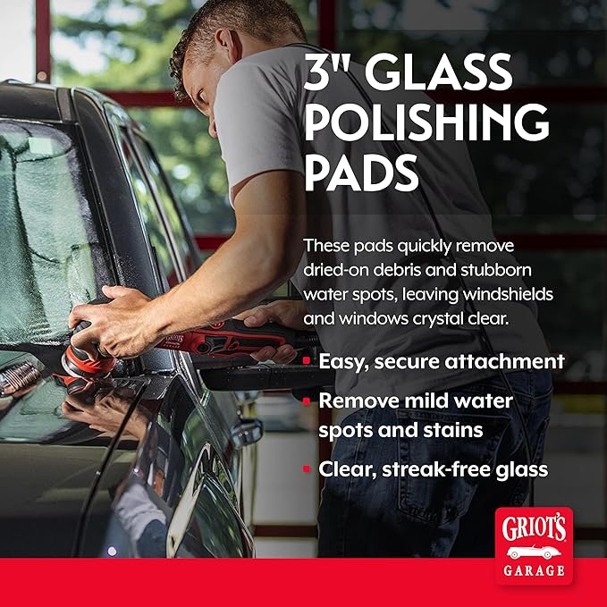 Griot's Garage 3” Glass Polishing Pads, Buffing Discs for Car Windows, Windshields, Shower Doors, and More, 10665, Set of 3