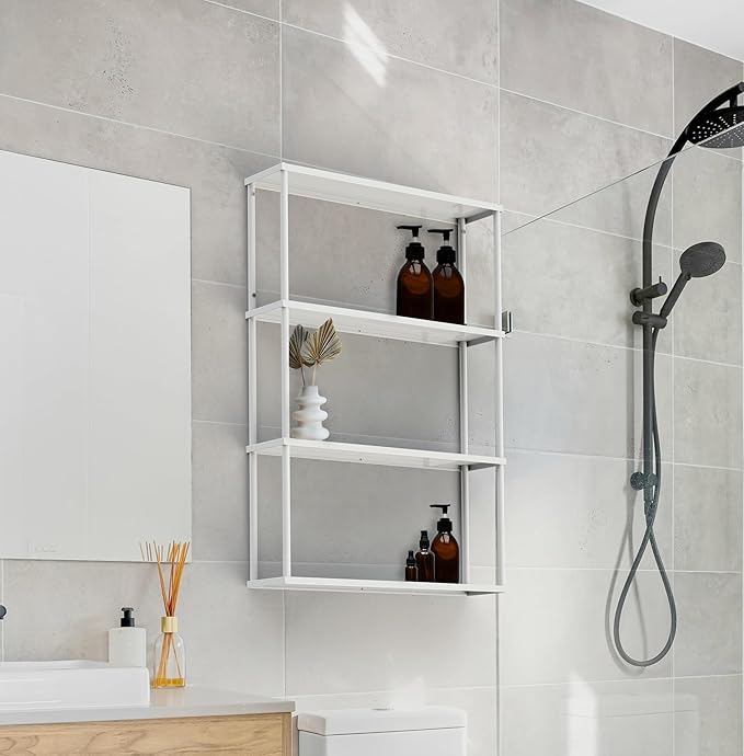 Mango Steam Wall-Mounted Steel Shelving Unit for Kitchen, Storage or Display Use - White - (36" H X 24" W X 6" D)