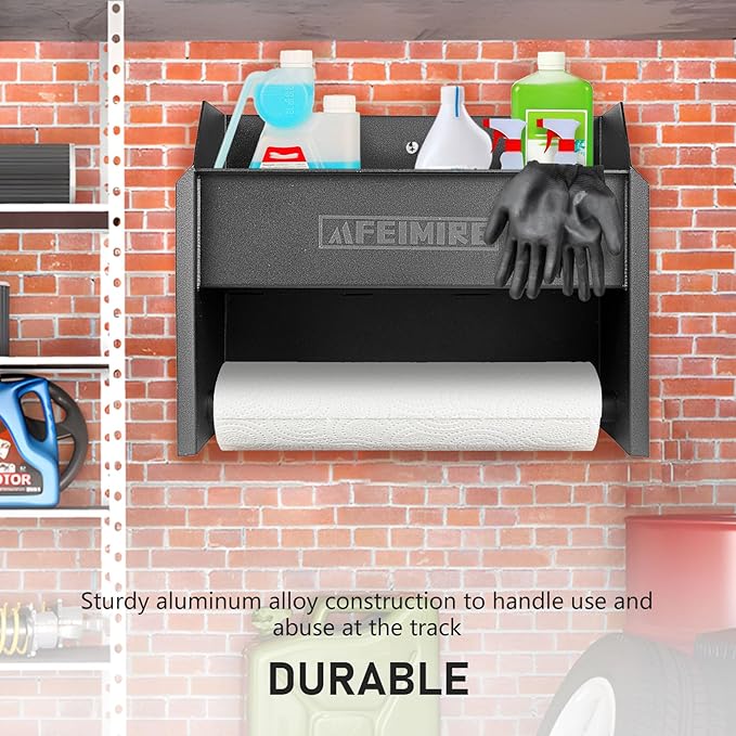 Storage Cabinet for Garage & Trailers, Paper Towel Holder & Aluminum Mounting Cabinet, Space-Saving Design for Aerosol Cans, Quart Jugs, Small