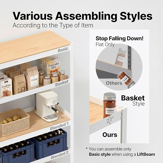 HOMEDANT House 48.1" W 5 Tier Heavy Duty Garage Shelving Adjustable Metal Rack Storage Shelves Standing Shelf Unit Organizers Industrial Warehouse Basement White 1Pack