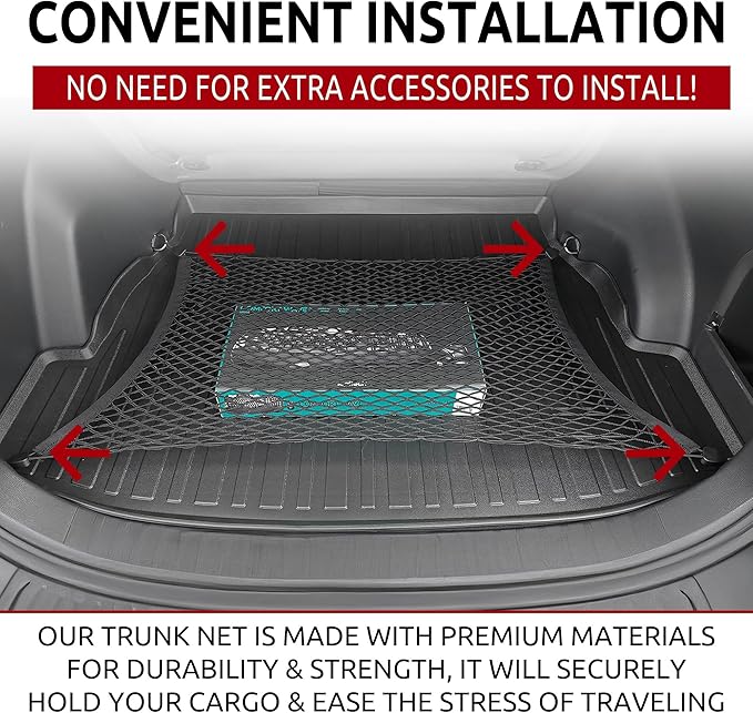 Rear Trunk Floor Style Mesh Cargo Net for Toyota RAV4 LE XLE 2019-2025 - Car Accessories - Premium Trunk Organizer and Storage - Cargo Net for SUV - Vehicle Carrier Organizer for Toyota RAV4