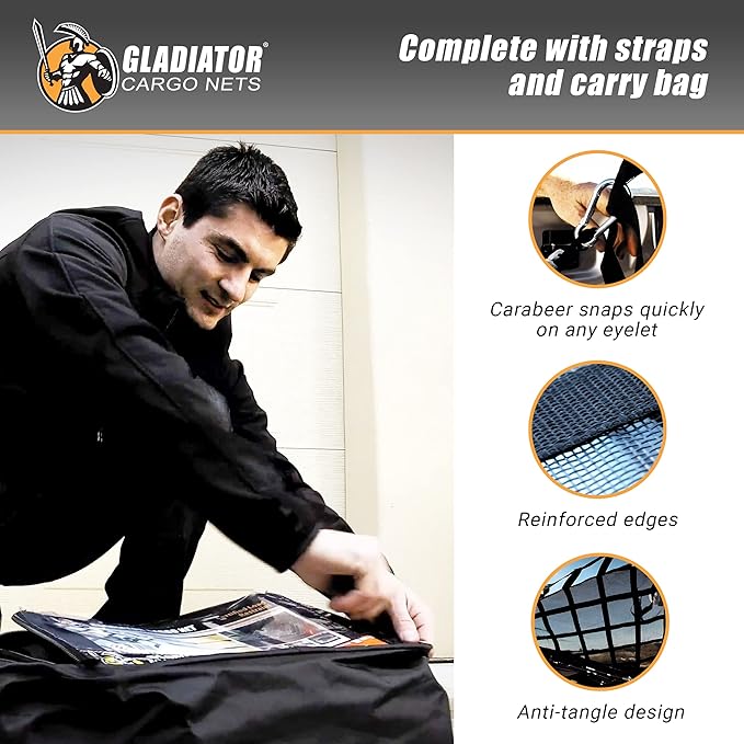Gladiator Cargo Nets - Heavy Duty Cargo Net - Utility Beds and Trailers - (GUT-100) 4' x 10'