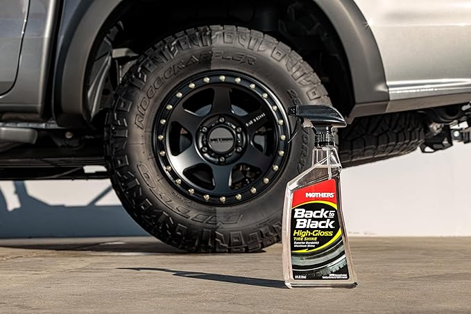Mothers Back-to-Black High-Gloss Tire Shine, 24 oz. — Maximum Shine, Wet-Look, Long-Lasting Protective Barrier, Superior Durability, Striking Finish, Surface Care Technology (06924)