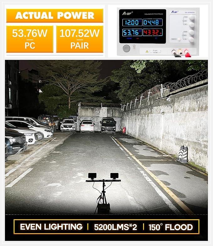 Exzeit 120W 6 Inch Trator Work Light, 10400Lms Excavator Flood Light Offroad Lighting fits Farm Tractor Engineer Truck, 12/24V