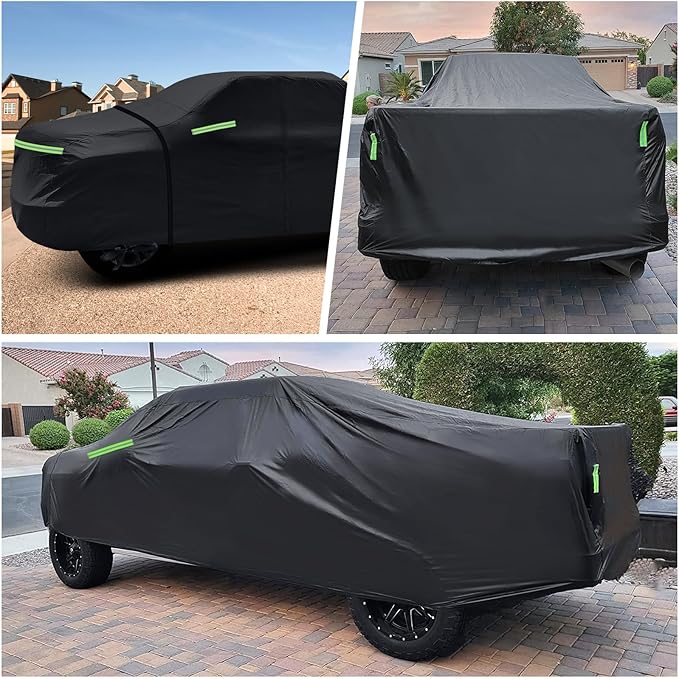 Truck Cover for Chevy Silverado Crew Cab Long Bed 8.3ft Heavy Duty Waterproof Car Covers with Zipper All Weather Full Pickup Cover Custom Fit 2000-2022 Chevy Silverado 2500 3500HD (UP to 266''L)