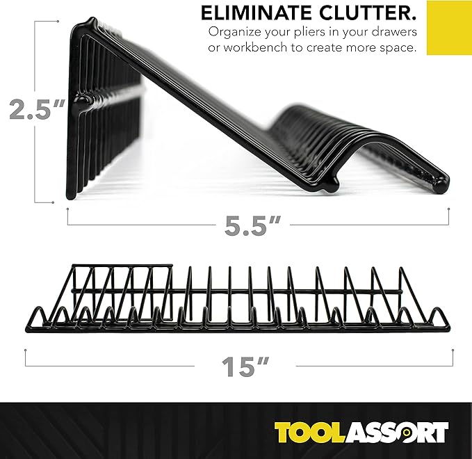 Plier Organizer Rack for Tool Box Storage, Holds Regular and Wide Handle Pliers, Fits Toolbox or Chest Drawers, Durable and Space-Saving Design (1 Pack)
