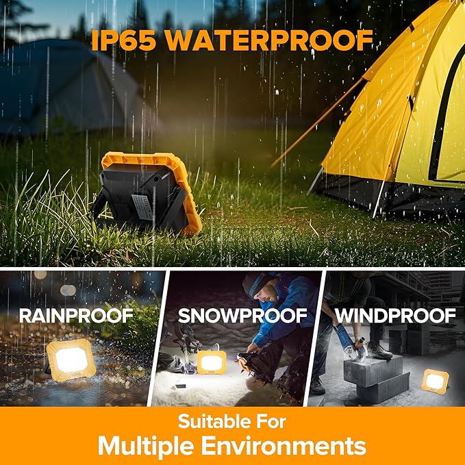 LUTEC 2 Pack 3500LM LED Work Light, Rechargeable Magnetic Work Lights with Stand, Portable 5000K Flood Light for Car Repair, Fishing, Camping, Emergency, Hiking, 3 Modes
