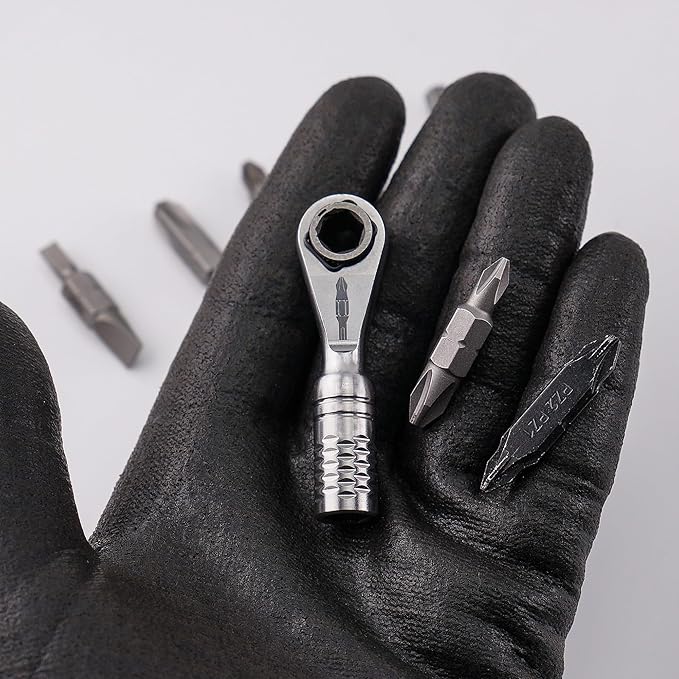 711L Mini Ratchet Wrench TG - One of the World's Smallest 1/4" EDC Ratchet Wrench For Tight Spaces - Stainless Steel - For Double-ended Bits