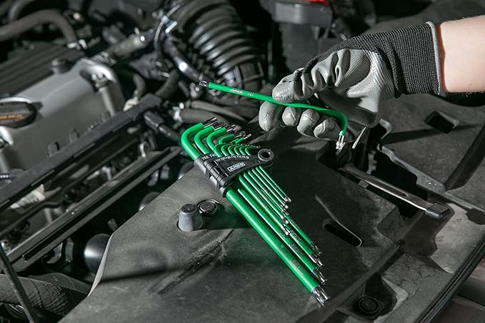 ARES 44036 – 44-Piece Hex Key Set – Combo Key Wrench Set Includes SAE, Metric, Torx, and Torx Ball End Wrenches – High Visibility Anti-Slip Coating – Storage Cases Included